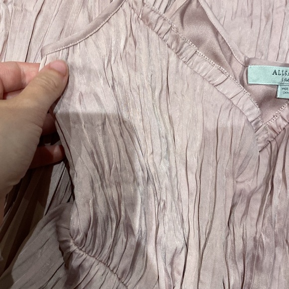 ALL SAINTS Kaylee Crinkled Slip Dress Pleated Pink Blush | Medium m - Picture 5 of 5